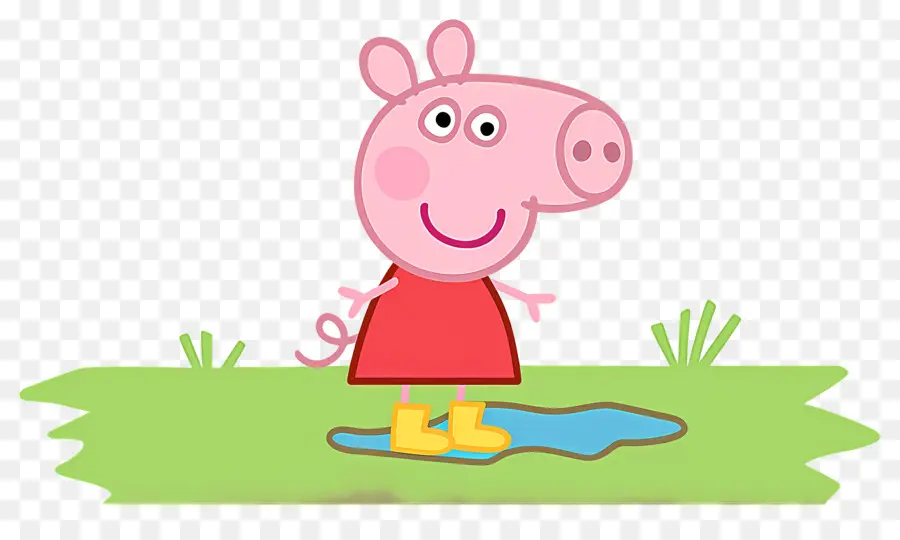 Peppa Pig，Porco De Desenho Animado Em Vestido Vermelho PNG