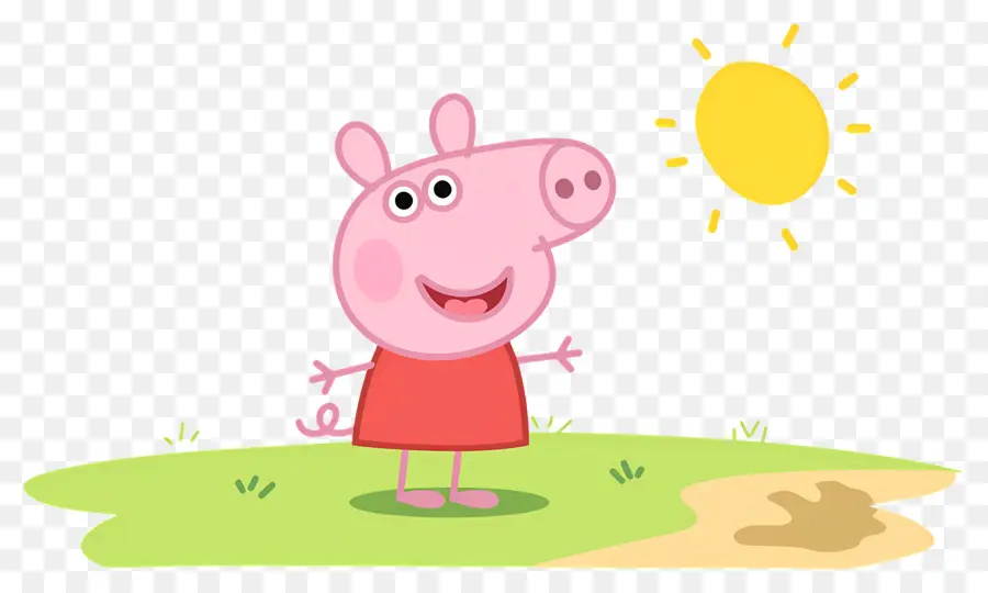 Peppa Pig，Porco De Desenho Animado Em Vestido Vermelho PNG