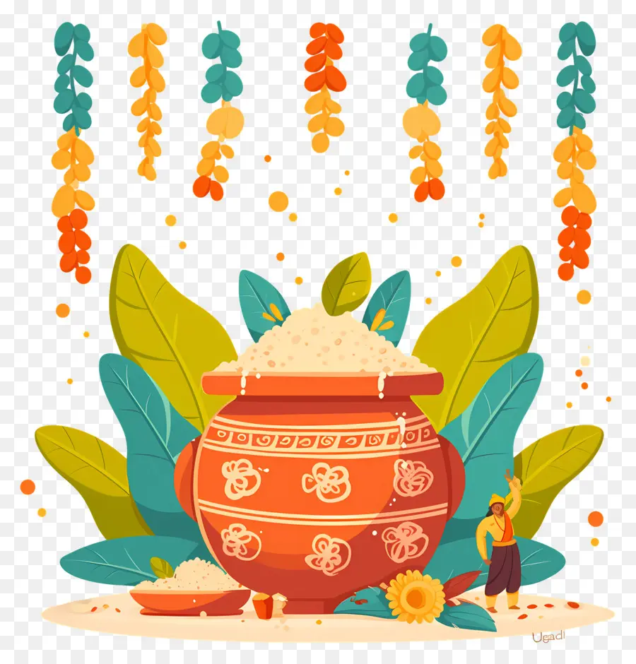 Feliz Ugadi，Panela Com Arroz PNG