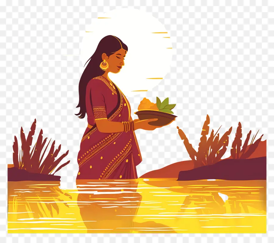 Chhath Puja，Mulher Na água PNG