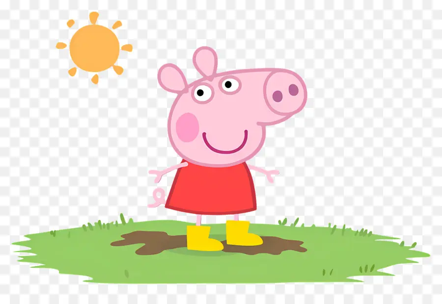 Peppa Pig，Porco De Desenho Animado Em Vestido Vermelho PNG