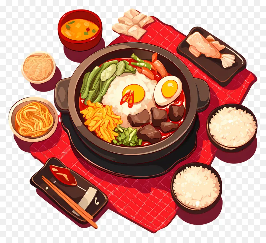 Bibimbap，Panela Quente PNG