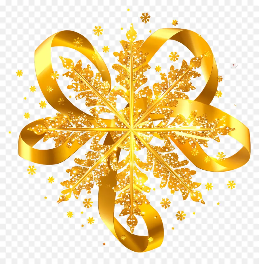 Floco De Neve Dourado Brilhante，Floco De Neve Dourado PNG