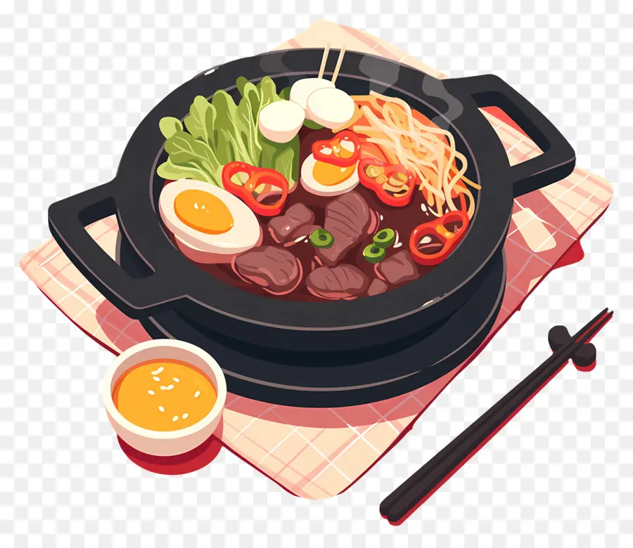 Comida Coreana，Panela Quente Picante Com Ovos E Legumes PNG