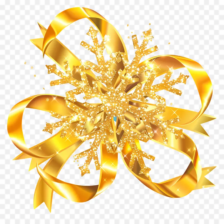 Floco De Neve Dourado Brilhante，Floco De Neve Dourado PNG