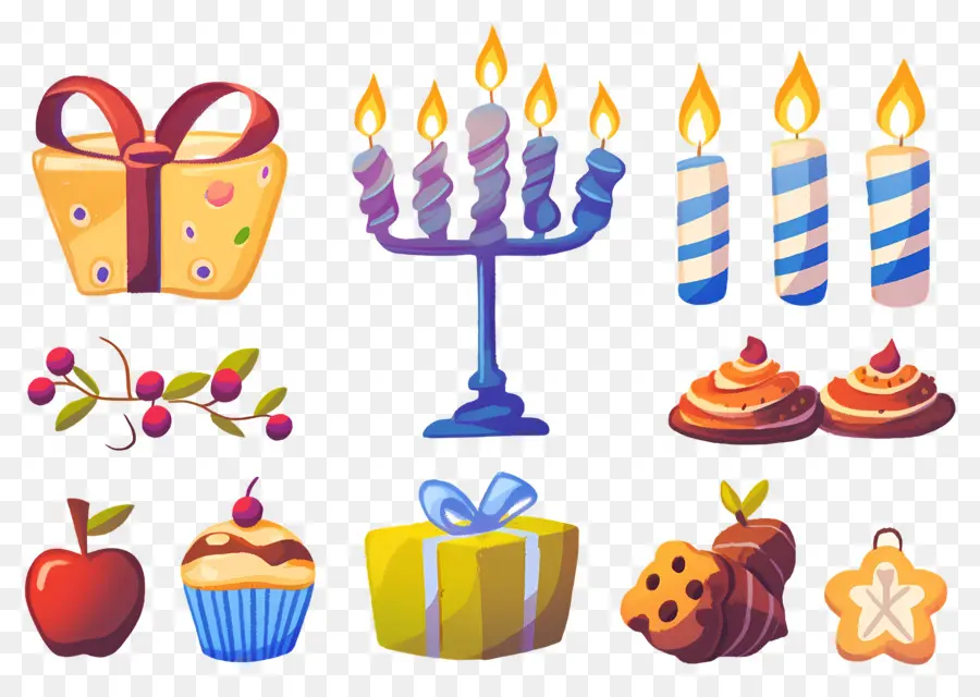 Decoração De Hanukkah，Conjunto De Celebração De Hanukkah PNG