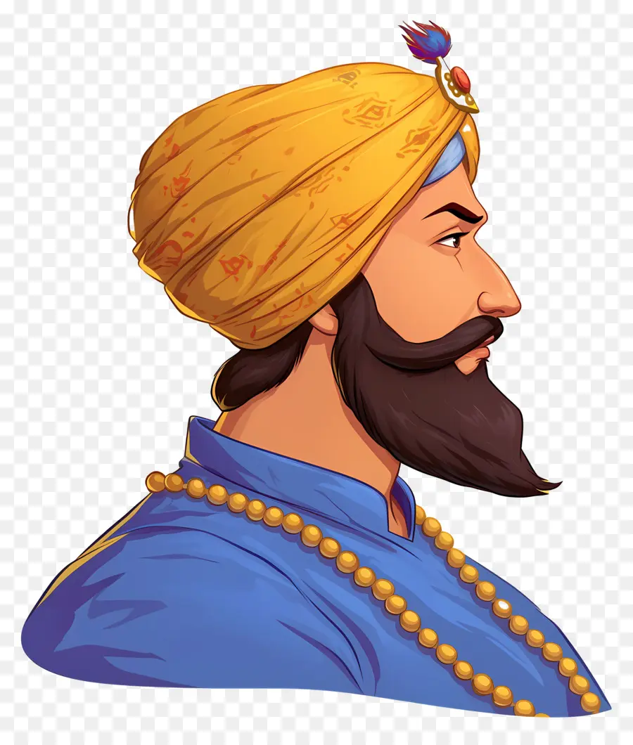 Guru Govind Singh Jayanti，Homem Sorridente Com Turbante PNG