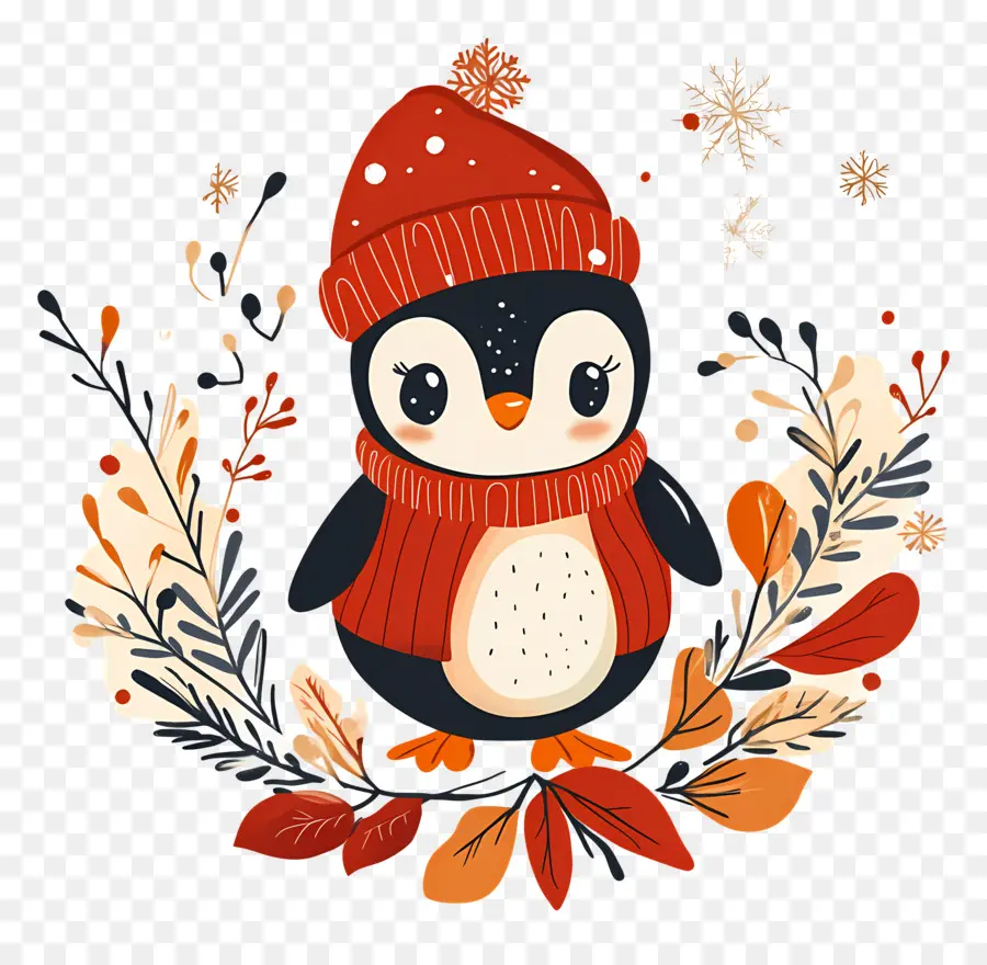 Pinguim De Natal，Pinguim Em Roupas De Inverno PNG