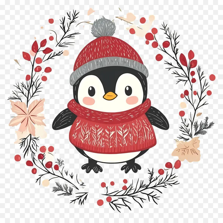 Pinguim De Natal，Pinguim Em Roupas De Inverno PNG