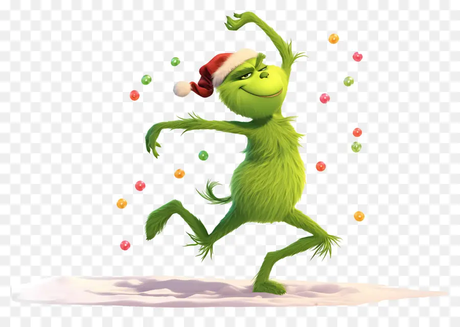 Grinch Dos Desenhos Animados，Dança De Personagem Verde PNG