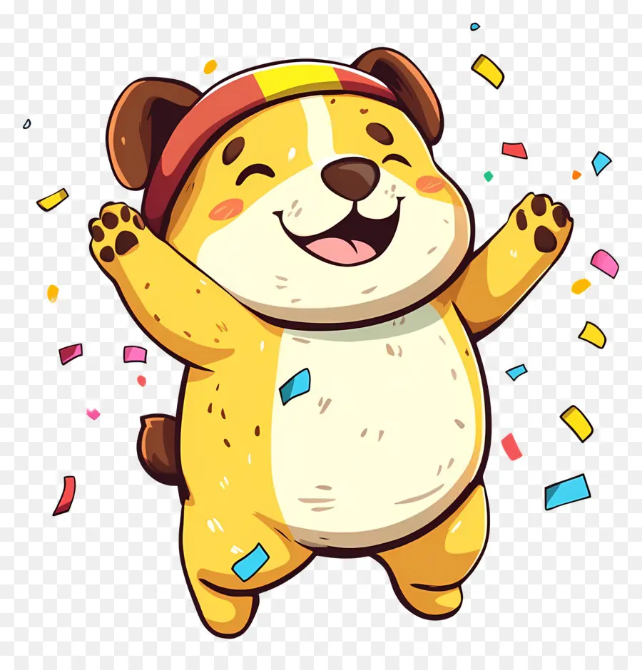 Cachorro Gordo，Cachorro Feliz Com Confete PNG