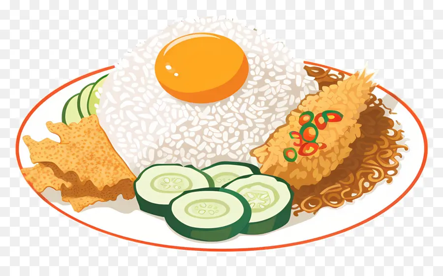 Nasi Lemak，Prato De Arroz Com Ovo PNG