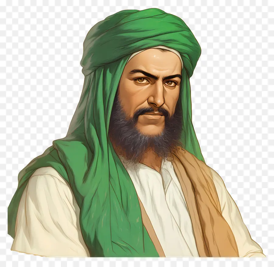 Mestre Sufi，Homem De Turbante Verde PNG