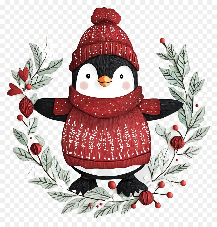 Pinguim De Natal，Pinguim Em Roupas De Inverno PNG