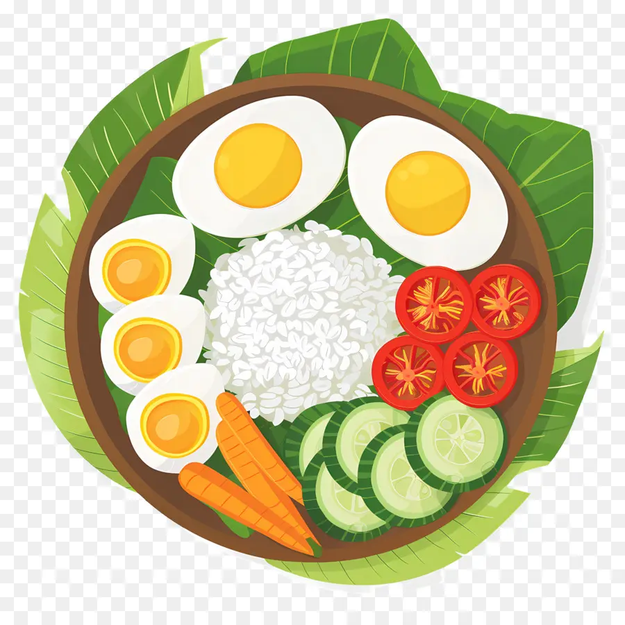 Nasi Lemak，Arroz Com Legumes E Ovos PNG