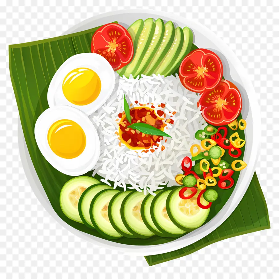 Nasi Lemak，Arroz E Ovo PNG