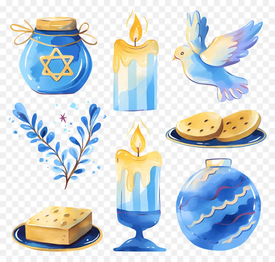 Decoração De Hanukkah，Elementos Azuis De Hanukkah PNG