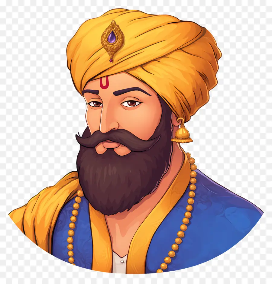 Guru Govind Singh Jayanti，Homem Sorridente Com Turbante PNG