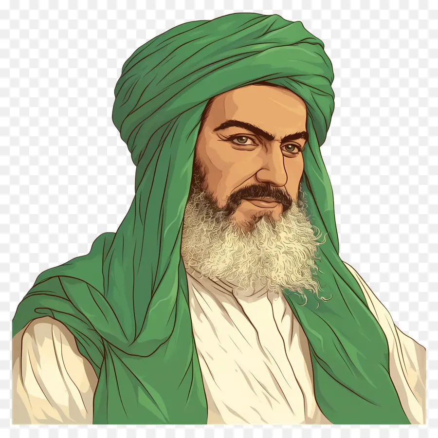 Mestre Sufi，Homem De Turbante Verde PNG