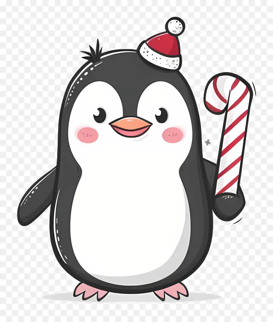 Pinguim De Natal，Pinguim Com Bastão De Doces PNG