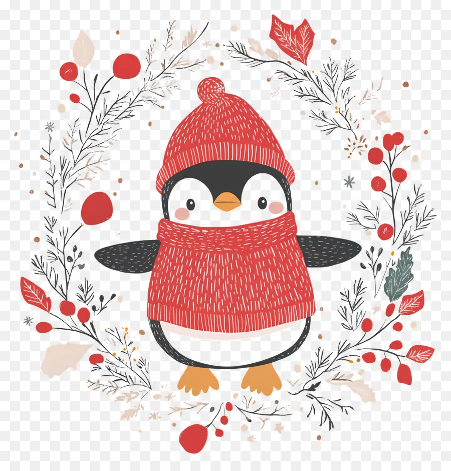 Pinguim De Natal，Pinguim Em Roupas De Inverno PNG