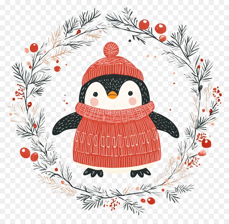 Pinguim De Natal，Pinguim Em Roupas De Inverno PNG