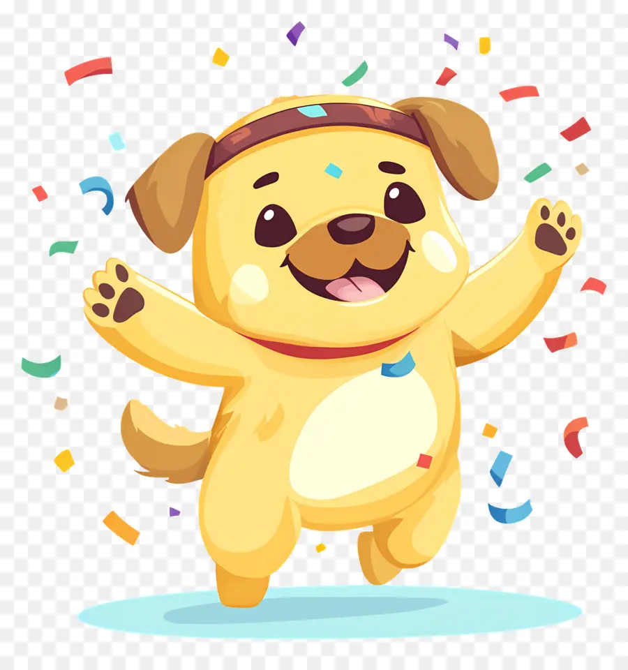 Cachorro Gordo，Cachorro Feliz Com Confete PNG