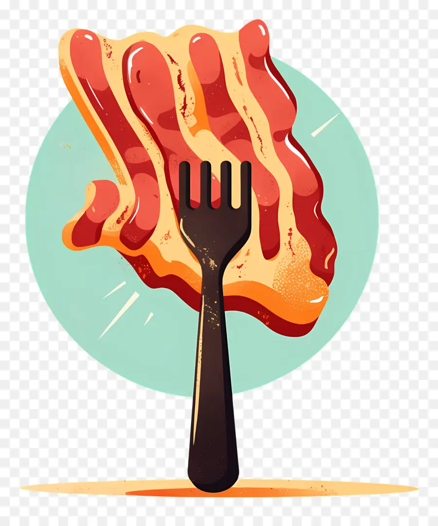 Dia Nacional Do Bacon，Bacon No Garfo Com Fundo Circular PNG