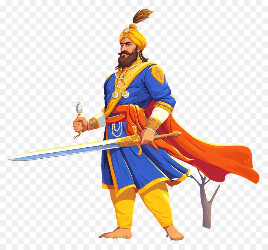 Guru Govind Singh Jayanti，Guerreiro Com Espada PNG