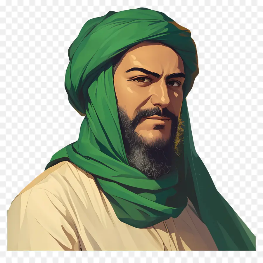 Mestre Sufi，Homem De Turbante Verde PNG