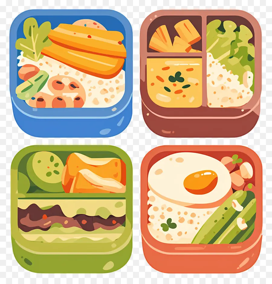 Comida Deliciosa，Caixas De Bento Coloridas PNG