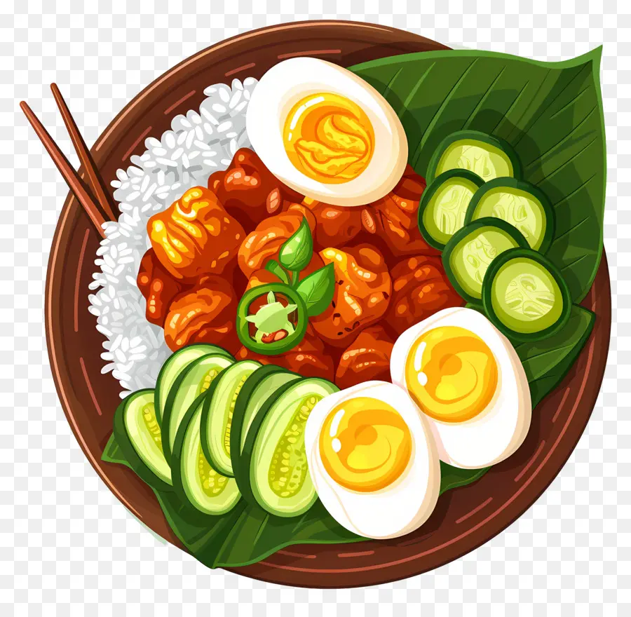 Nasi Lemak，Arroz E Ovo PNG