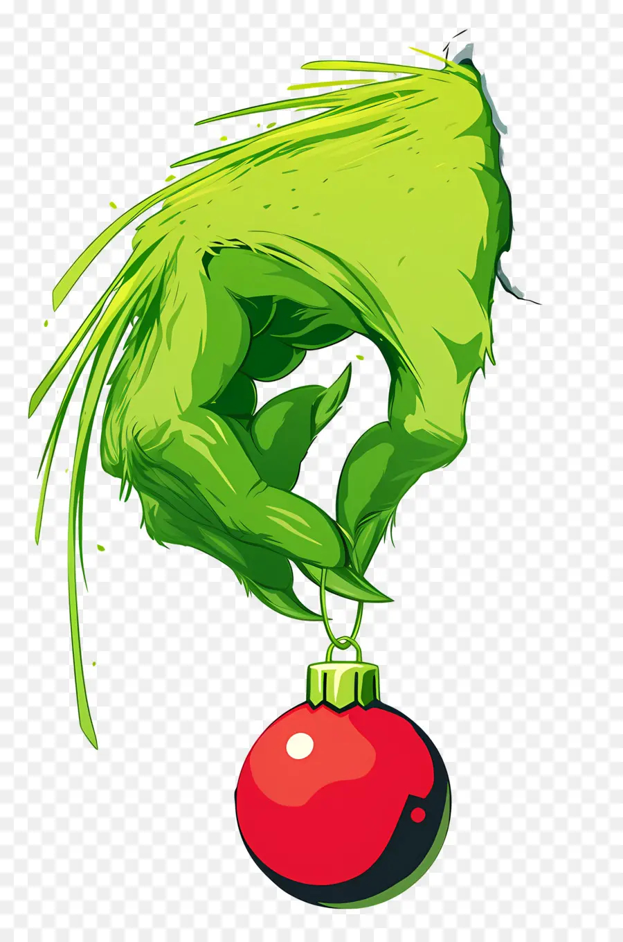 Grinch，Mão Verde Com Ornamento PNG