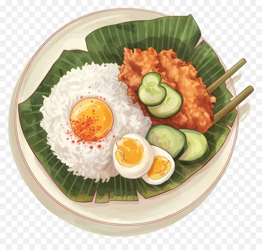 Nasi Lemak，Arroz E Ovo PNG