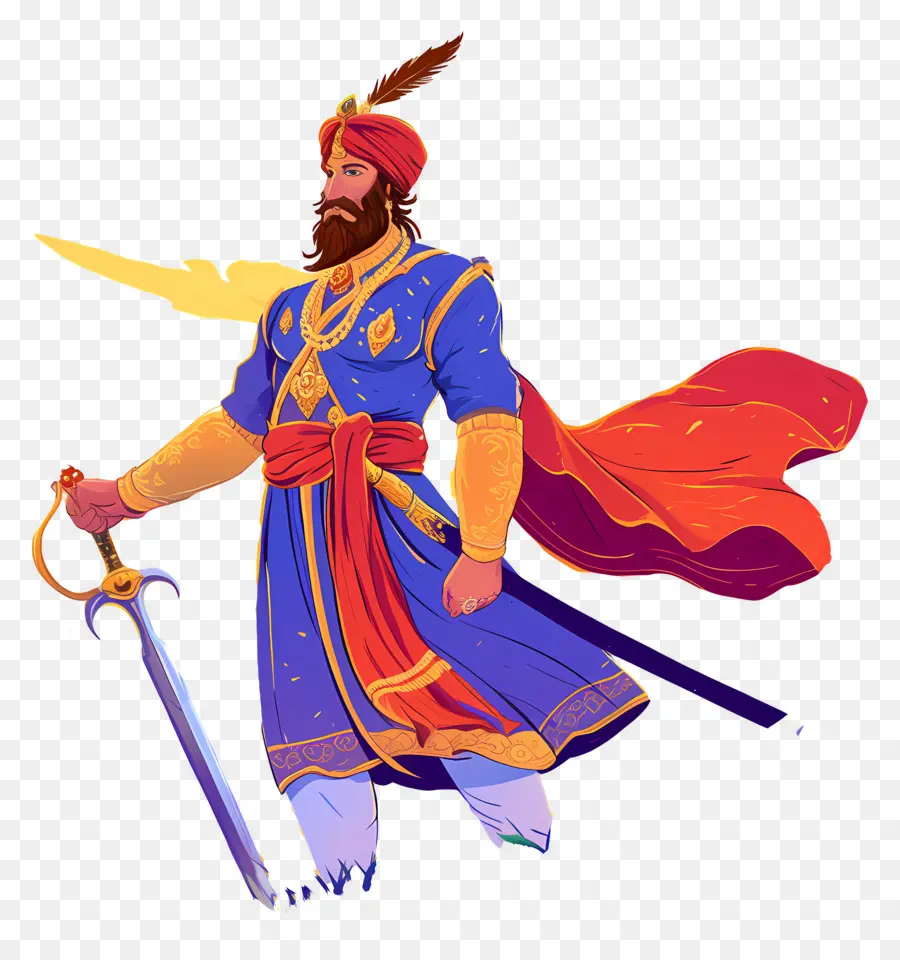 Guru Govind Singh Jayanti，Guerreiro Com Espada PNG