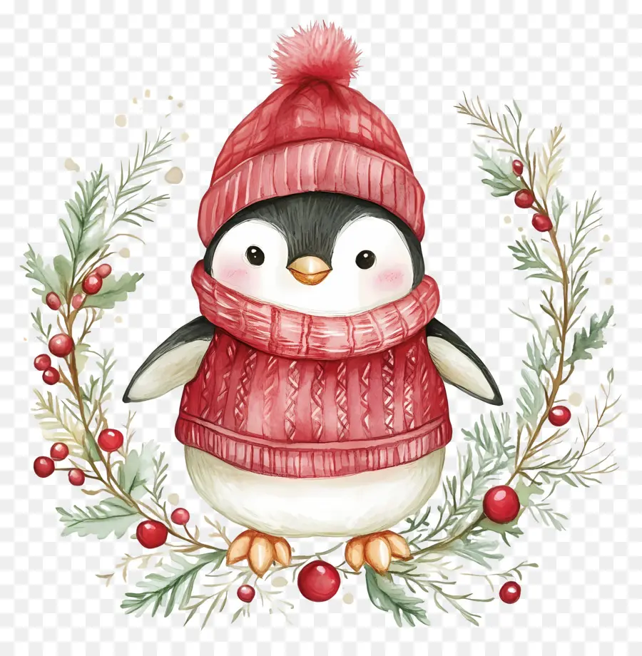 Pinguim De Natal，Pinguim Em Roupas De Inverno PNG