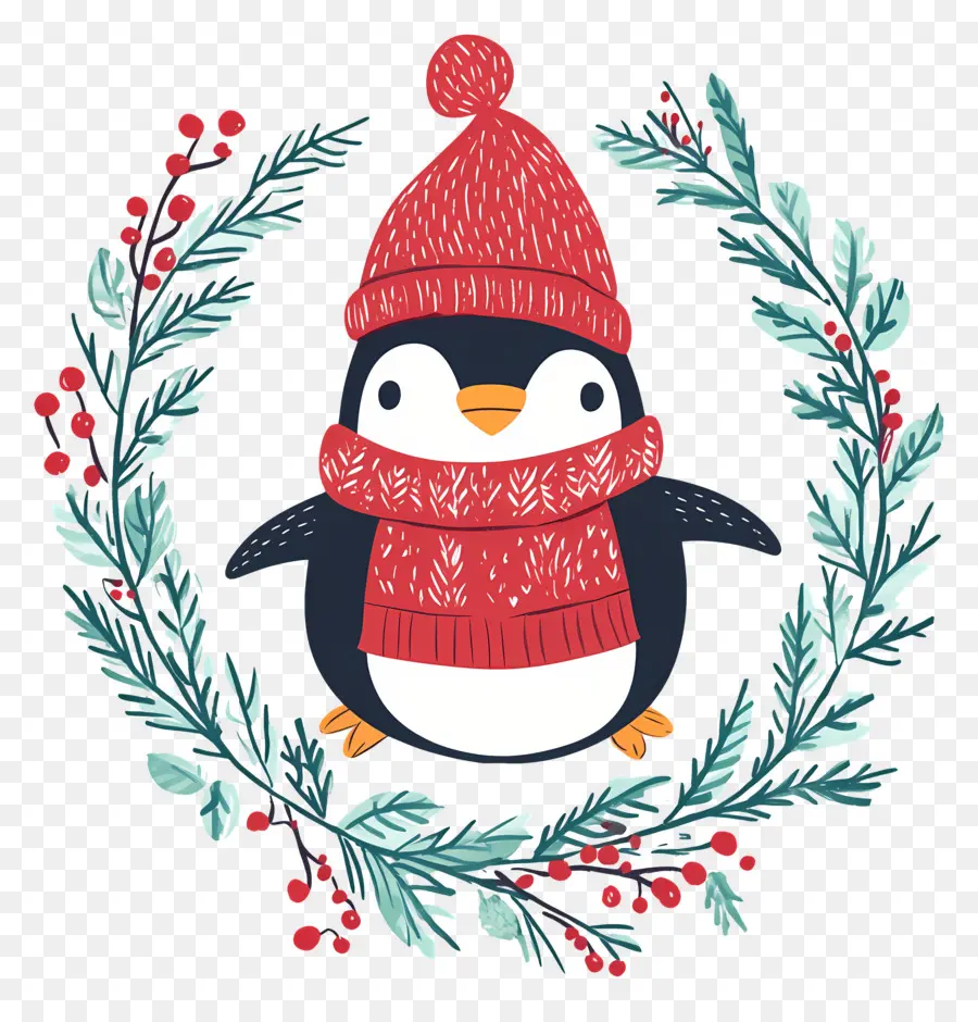 Pinguim De Natal，Pinguim Em Roupas De Inverno PNG