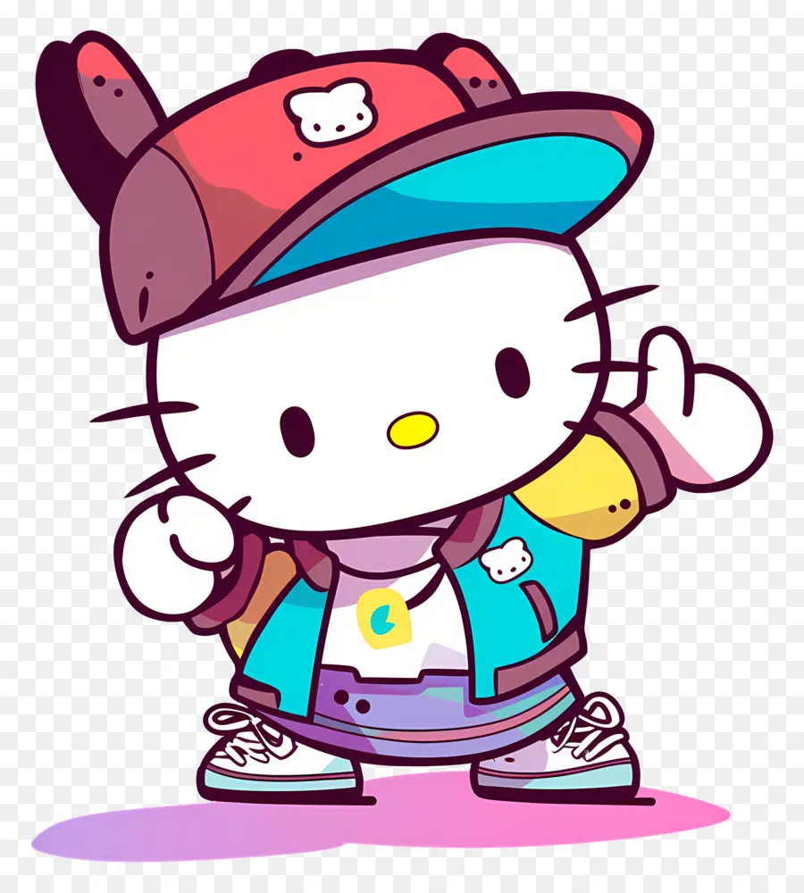 Olá Gatinha，Gato De Desenho Animado Em Roupa De Hip Hop PNG