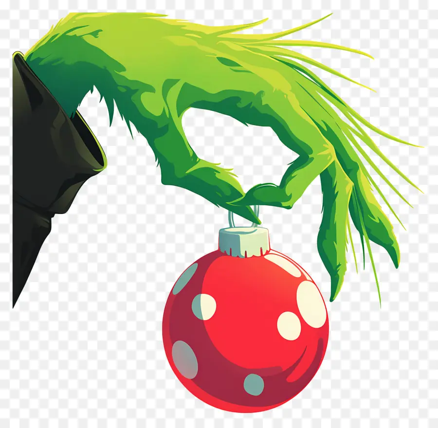 Grinch，Mão Verde Com Ornamento PNG