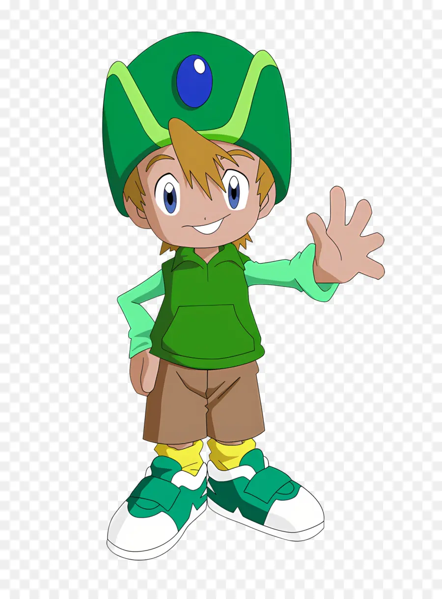 Temporada De Digimons，Menino De Chapéu Verde PNG