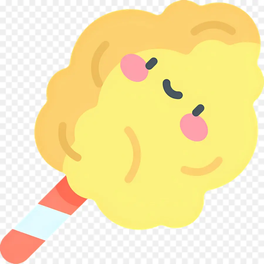 Algodão Doce，Algodão Doce Amarelo Com Rosto PNG