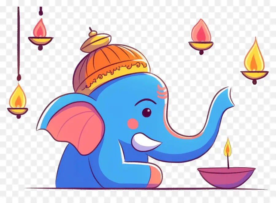 Ganesha Chaturthi，Cabeça De Elefante Com Lâmpadas PNG