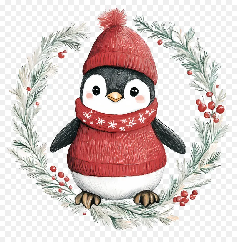 Pinguim De Natal，Pinguim Em Roupas De Inverno PNG