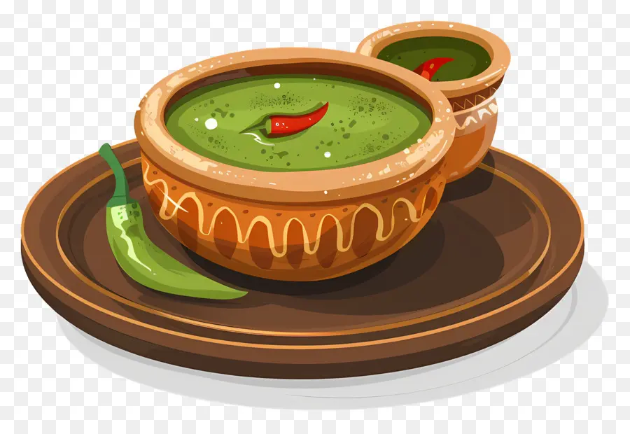 Comida Indiana，Sopa Verde Com Pimenta PNG