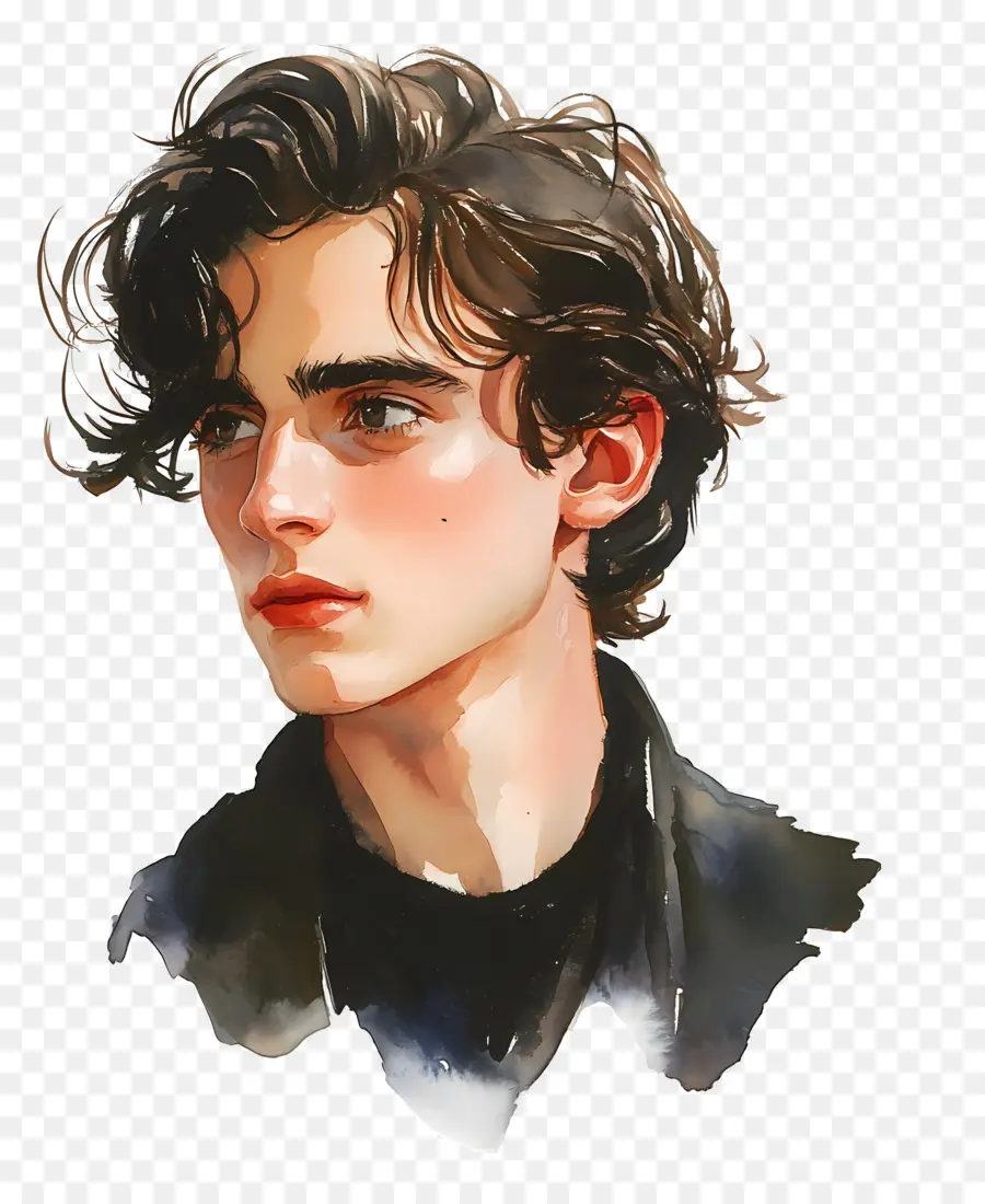 Timótee Chalamet，Retrato Artístico De Jovem PNG