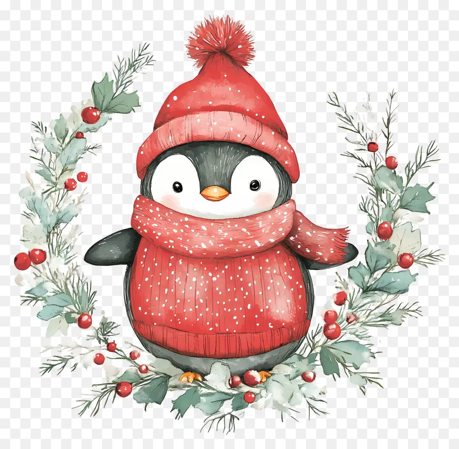 Pinguim De Natal，Pinguim Em Roupas De Inverno PNG