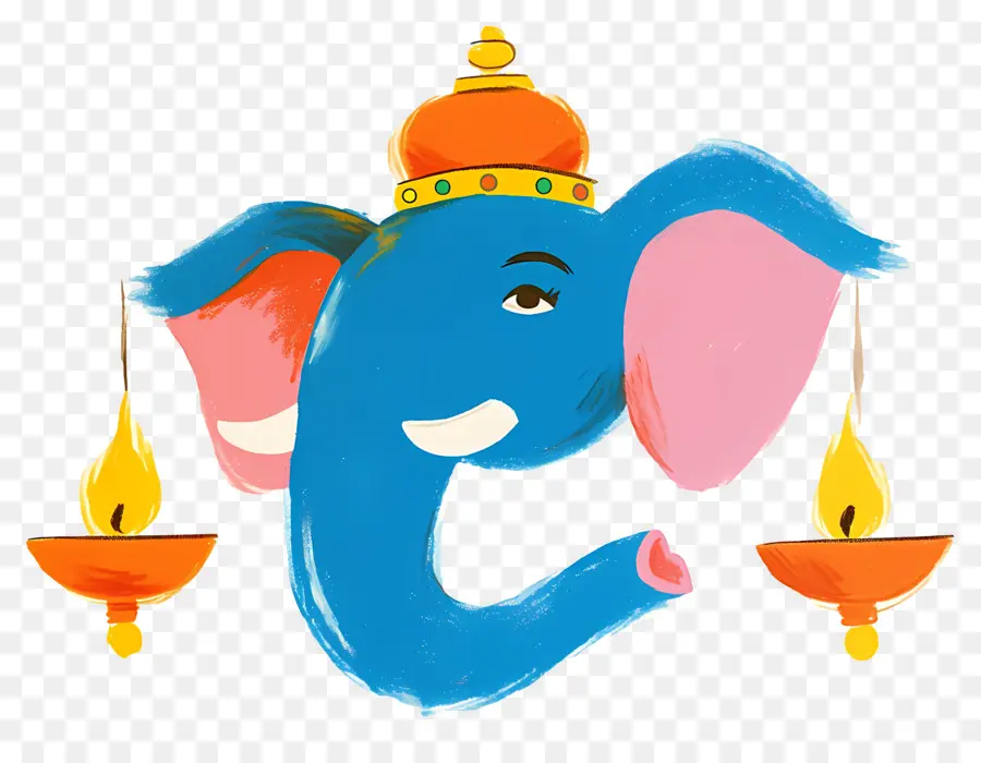 Ganesha Chaturthi，Cabeça De Elefante Com Lâmpadas PNG