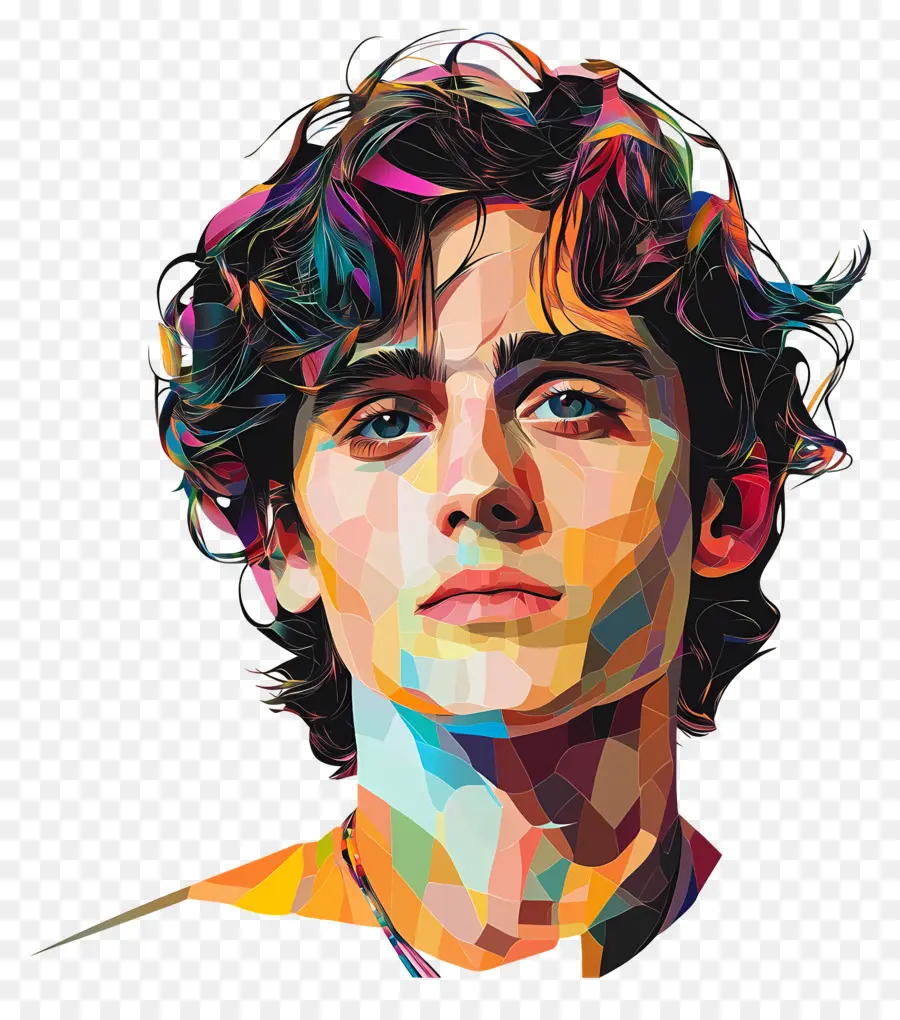 Timótee Chalamet，Retrato Geométrico De Jovem PNG