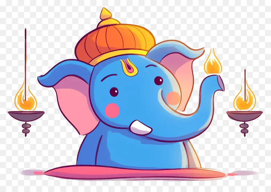 Ganesha Chaturthi，Cabeça De Elefante Com Lâmpadas PNG