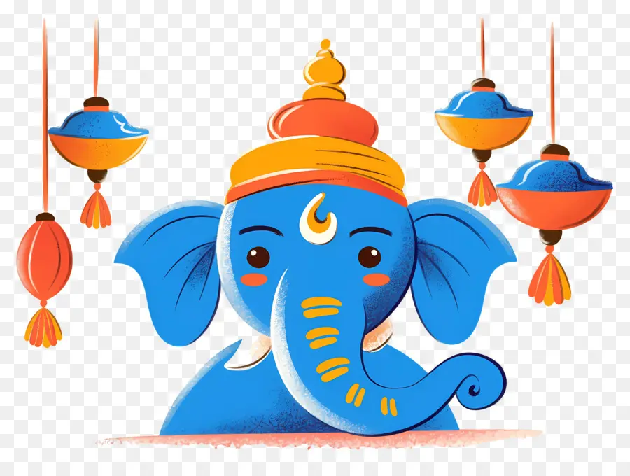 Ganesha Chaturthi，Cabeça De Elefante Com Lâmpadas PNG